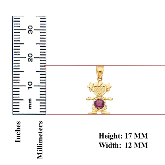 14kY Gold June Birthstone CZ Girl Pendant - Picture 2 of 3